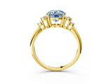 Yellow gold Fancy Blue Round Cut Cut Diamond Cluster Ring with Solitaire Band and Four-Prong Setting_3