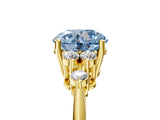 Yellow gold Fancy Blue Round Cut Cut Diamond Cluster Ring with Solitaire Band and Four-Prong Setting_5