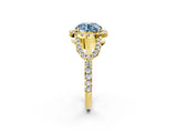 Yellow gold Fancy Blue Round Cut Cut Diamond Halo Engagement Ring with Open Split Pavé Band_2