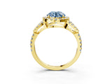 Yellow gold Fancy Blue Round Cut Cut Diamond Halo Engagement Ring with Open Split Pavé Band_3