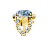 Yellow gold Fancy Blue Round Cut Cut Diamond Halo Engagement Ring with Open Split Pavé Band_5