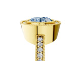 Yellow gold Fancy Blue Round Cut-Cut Diamond Halo Engagement Ring with Pave Band and Prong Setting_5
