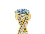 Yellow gold Fancy Blue Round Cut Cut Diamond Twisted Band with Milgrain Pave Setting and Four-Prong Setting_5
