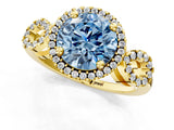 Yellow gold Fancy Blue Round Cut Cut Halo Diamond Infinity Band with Four-Prong Setting_1