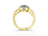 Yellow gold Fancy Blue Round Cut Cut Halo Diamond Infinity Band with Four-Prong Setting_3