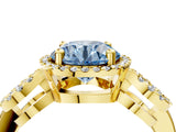 Yellow gold Fancy Blue Round Cut Cut Halo Diamond Infinity Band with Four-Prong Setting_4