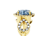 Yellow gold Fancy Blue Round Cut Cut Halo Diamond Infinity Band with Four-Prong Setting_5