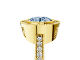 Yellow gold Fancy Blue Round Cut Cut Halo Pavé Diamond Ring_5