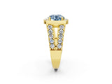 Yellow gold Fancy Blue Round Cut Cut Halo Split Shank Prong Set Ring_2