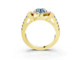 Yellow gold Fancy Blue Round Cut Cut Halo Split Shank Prong Set Ring_3