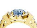 Yellow gold Fancy Blue Round Cut Cut Halo Split Shank Prong Set Ring_4