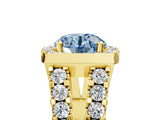 Yellow gold Fancy Blue Round Cut Cut Halo Split Shank Prong Set Ring_5