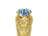 Yellow gold Fancy Blue Round Cut Cut Milgrain Pave Diamond Engagement Ring with Four-Prong Setting_8
