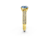 Yellow gold Fancy Blue Round Cut Cut Pave Split Shank Engagement Ring with Four-Prong Setting_2