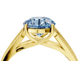 Yellow gold Fancy Blue Round Cut Cut Pave Split Shank Engagement Ring with Four-Prong Setting_4