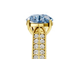 Yellow gold Fancy Blue Round Cut Cut Pave Split Shank Engagement Ring with Four-Prong Setting_5