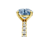 Yellow gold Fancy Blue Round Cut Diamond Brilliant Solitaire Ring with Pavé Band and Four-Prong Setting_17