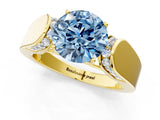 Yellow gold Fancy Blue Round Cut Diamond Channel Set Solitaire Ring with Four-Prong Setting_13