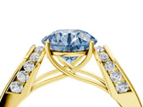 Yellow gold Fancy Blue Round Cut Diamond Channel Set Solitaire Ring with Four-Prong Setting_16