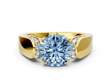 Yellow gold Fancy Blue Round Cut Diamond Channel Set Solitaire Ring with Four-Prong Setting_36