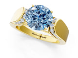 Yellow gold Fancy Blue Round Cut Diamond Channel Set Solitaire Ring with Four-Prong Setting_37