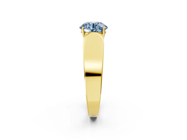 Yellow Gold Round Channel Set Engagement Ring Setting for Fancy Blue Center with Wide Band