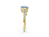 Yellow gold Fancy Blue Round Cut Diamond Cluster Pavé Band with Four-Prong Setting_14