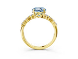 Yellow gold Fancy Blue Round Cut Diamond Cluster Pavé Band with Four-Prong Setting_15