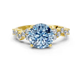 Yellow gold Fancy Blue Round Cut Diamond Cluster Pavé Band with Four-Prong Setting_3