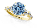 Yellow gold Fancy Blue Round Cut Diamond Cluster Pavé Band with Four-Prong Setting_4