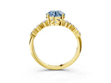 Yellow gold Fancy Blue Round Cut Diamond Cluster Pavé Band with Four-Prong Setting_6