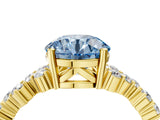 Yellow gold Fancy Blue Round Cut Diamond Cluster Pavé Band with Four-Prong Setting_7