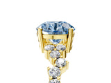 Yellow gold Fancy Blue Round Cut Diamond Cluster Pavé Band with Four-Prong Setting_8