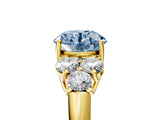 Yellow gold Fancy Blue Round  Cut Diamond Cluster Ring with Round Accent Stones and Prong Setting on a Classic Band_57