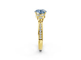 Yellow gold Fancy Blue Round  Cut Diamond Engagement Ring with Bezel Set Round Side Stones and Prong Setting_51