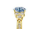Yellow gold Fancy Blue Round  Cut Diamond Engagement Ring with Bezel Set Round Side Stones and Prong Setting_54