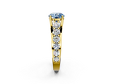 Yellow gold Fancy Blue Round  Cut Diamond Engagement Ring with Pavé Band and Four-Prong Setting_5