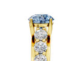 Yellow gold Fancy Blue Round  Cut Diamond Engagement Ring with Pavé Band and Four-Prong Setting_8