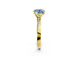 Yellow gold Fancy Blue Round Cut Diamond Engagement Ring with Side Stone Accents and Four-Prong Setting_14