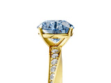 Yellow gold Fancy Blue Round Cut Diamond Engagement Ring with Side Stone Accents and Four-Prong Setting_17