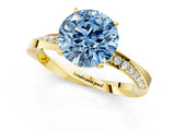 Yellow gold Fancy Blue Round Cut Diamond Engagement Ring with Side Stone Accents and Four-Prong Setting_49