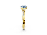 Yellow gold Fancy Blue Round Cut Diamond Engagement Ring with Side Stone Accents and Four-Prong Setting_50