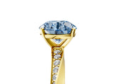 Yellow gold Fancy Blue Round Cut Diamond Engagement Ring with Side Stone Accents and Four-Prong Setting_53