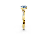 Yellow gold Fancy Blue Round Cut Diamond Engagement Ring with Side Stone Accents and Four-Prong Setting_74