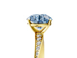 Yellow gold Fancy Blue Round Cut Diamond Engagement Ring with Side Stone Accents and Four-Prong Setting_77