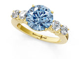 Yellow gold Fancy Blue Round  Cut Diamond Five-Stone Prong Set White Gold Ring_33