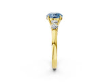 Yellow gold Fancy Blue Round  Cut Diamond Five-Stone Prong Set White Gold Ring_34