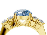 Yellow gold Fancy Blue Round  Cut Diamond Five-Stone Prong Set White Gold Ring_36