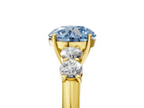 Yellow gold Fancy Blue Round  Cut Diamond Five-Stone Prong Set White Gold Ring_37