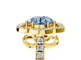 Yellow gold Fancy Blue Round Cut Diamond Floral Halo Split Shank Prong Setting Ring_5